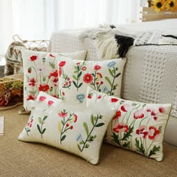 image-Home Embroidery Plants And Flowers Pillow