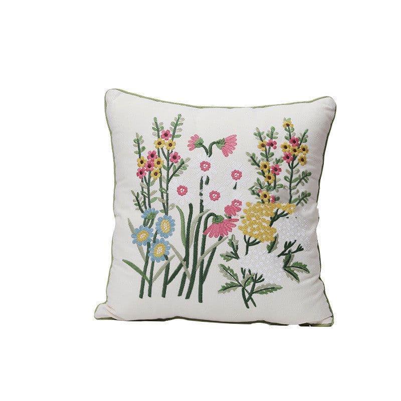 image-Home Embroidery Plants And Flowers Pillow