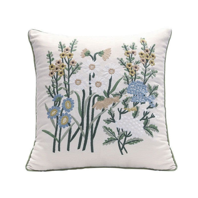 image-Home Embroidery Plants And Flowers Pillow