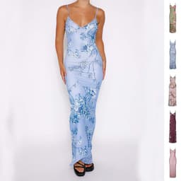 image-Y2K Slim Flowers Printing Slip Dress Women's Summer Suspender Skirt Vacation Beach Long Dresses
