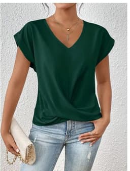 image-Fashion Short-sleeve T-shirt Summer Casual Irregular Knot Top For Women