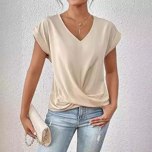 image-Fashion Short-sleeve T-shirt Summer Casual Irregular Knot Top For Women