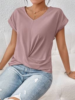 image-Fashion Short-sleeve T-shirt Summer Casual Irregular Knot Top For Women
