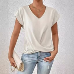 image-Fashion Short-sleeve T-shirt Summer Casual Irregular Knot Top For Women