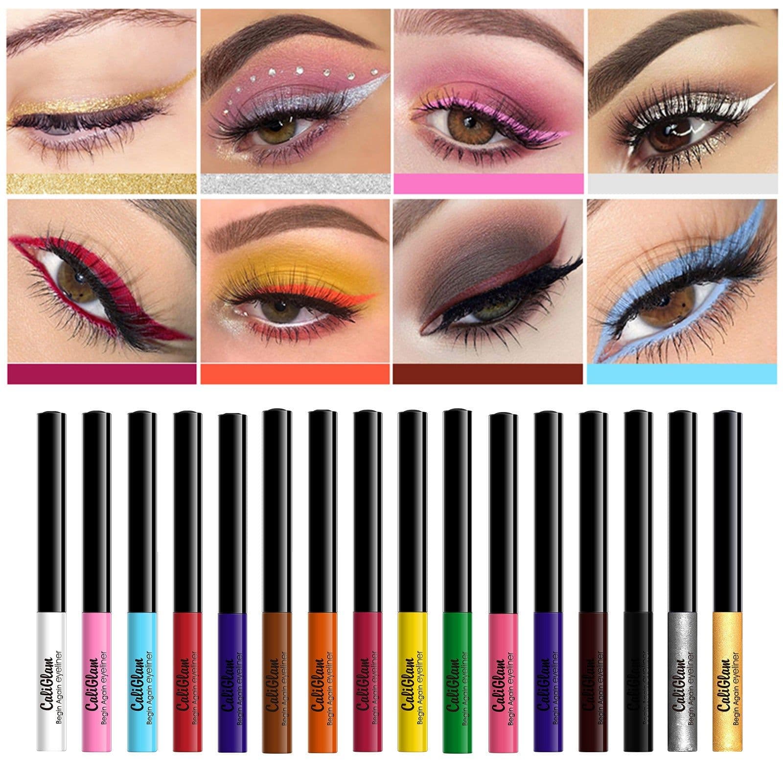 image-Non Smudge Waterproof Long Lasting Fine 16 Color Liquid Eyeliner Set