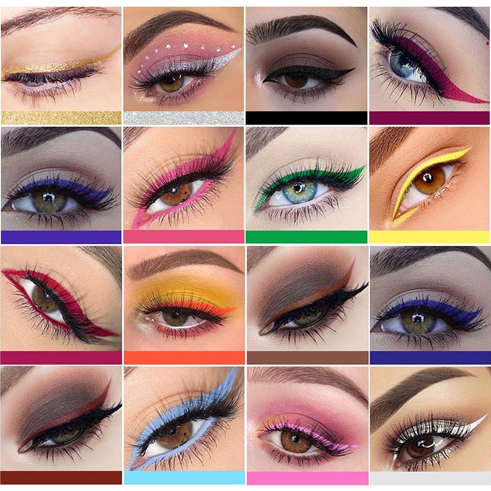 image-Non Smudge Waterproof Long Lasting Fine 16 Color Liquid Eyeliner Set