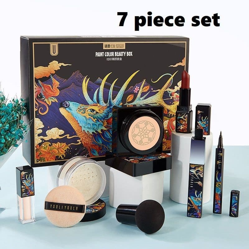 image-Elk Makeup Nine-piece Set Makeup Powder Air Cushion BB Cream Lipstick Affordable Makeup Set