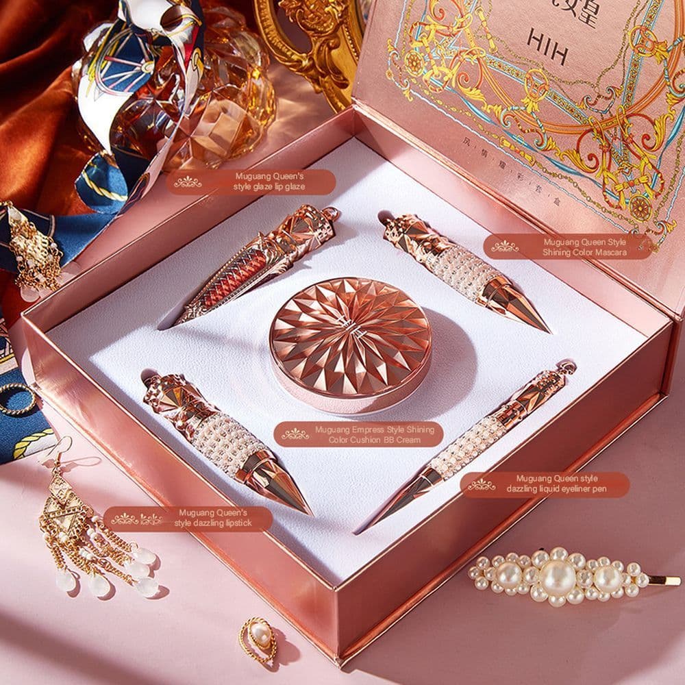 image-Women's Lipstick Lip Glaze Mascara Eyeliner Air Cushion BB Makeup Set