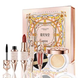 image-Women's Lipstick Lip Glaze Mascara Eyeliner Air Cushion BB Makeup Set
