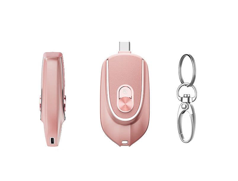 image-2 In 1 Mini Keychain Power Bank Keyring Hanging Buckle 2 Output Interfaces 5V 1200MAH Backup Power Bank Retractable Plug Waterproof Phone Charging Accessories