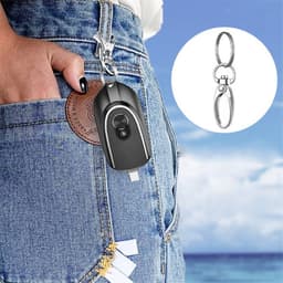 image-2 In 1 Mini Keychain Power Bank Keyring Hanging Buckle 2 Output Interfaces 5V 1200MAH Backup Power Bank Retractable Plug Waterproof Phone Charging Accessories