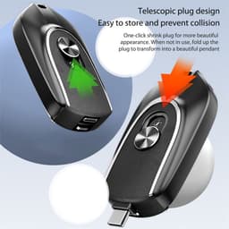 image-2 In 1 Mini Keychain Power Bank Keyring Hanging Buckle 2 Output Interfaces 5V 1200MAH Backup Power Bank Retractable Plug Waterproof Phone Charging Accessories