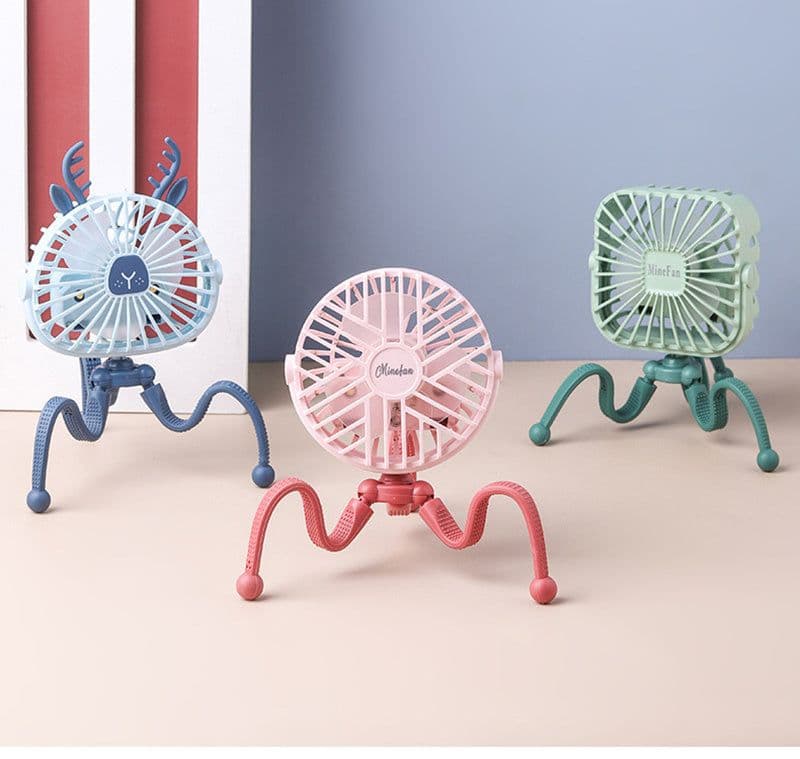 image-Stroller Fan Personal Portable Desk Handheld Baby Bed Car Seat Fan USB Rechargeable Fan Mini Stroller Accessories