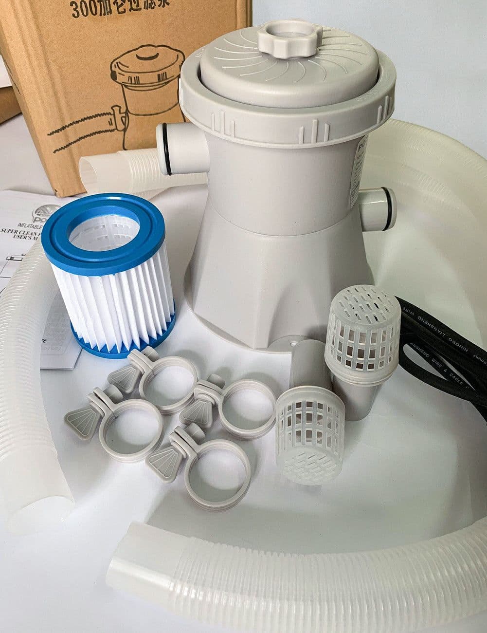 image-Swimming Pool Electric Filter Pump Large Pool Water Filter 300 Gallon Household Pool Cleaner Circulating Pump