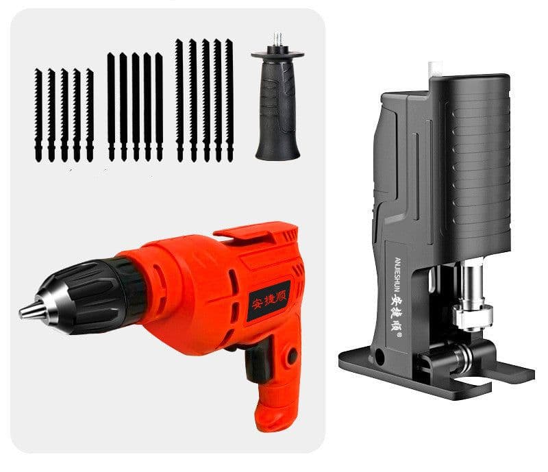image-Electric Drill Variable Reciprocating Saw Adapter Household Small Electric Saw Hand-Held Multifunctional Electric Saw Woodworking Cutting Saber Saw