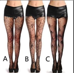 image-Skull Black Silk Fishnet Stockings Women's Panty Halloween Fishnet Socks