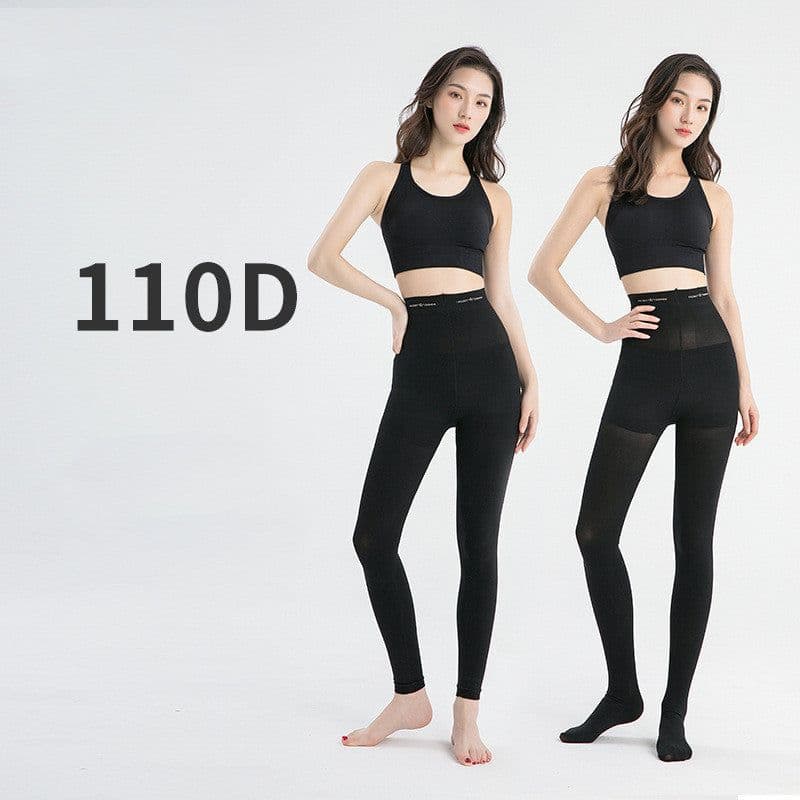 image-Women's 110d Magic Hip Lift Stomach Stovepipe Socks Black Pantyhose