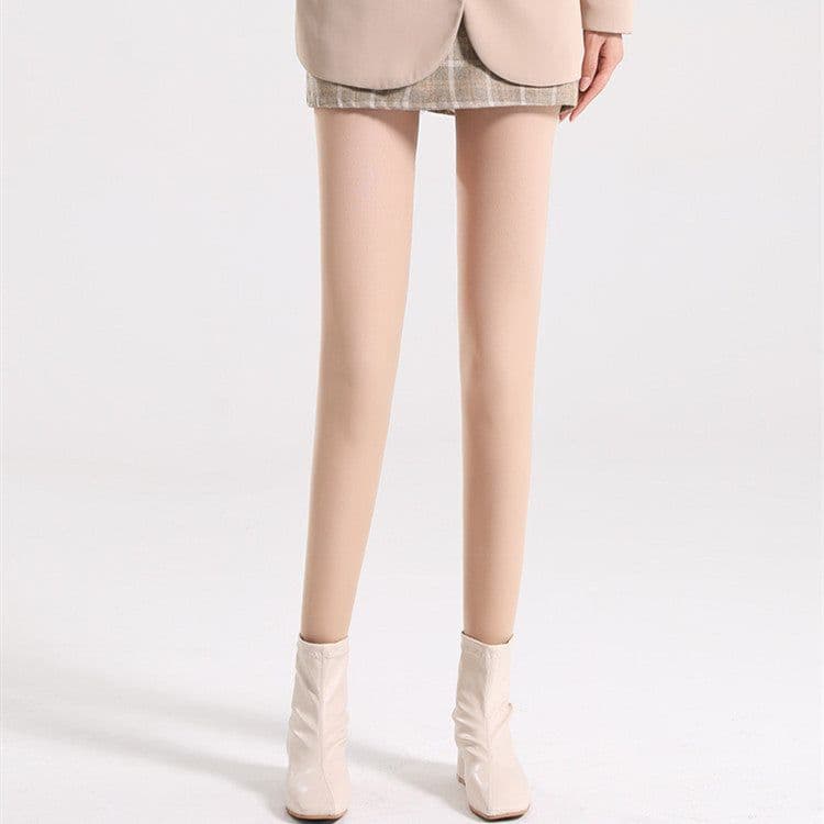 image-Women's Autumn And Winter Nude Natural Invisible Double Layer Silk Socks Leggings