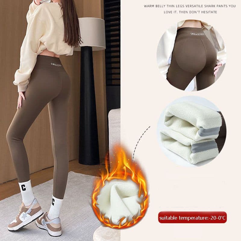 image-Fleece Thickened Leggings Winter -20 To 5 Shark Pants For Women High Waist Tight Skinny Tummy Control Buttocks Slimming Yoga Pants