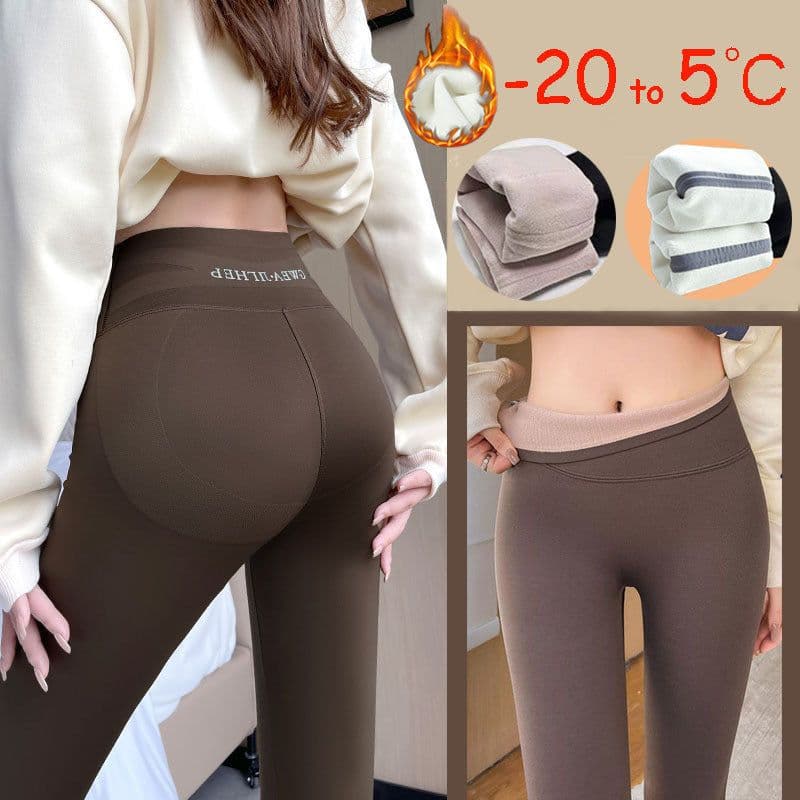 image-Fleece Thickened Leggings Winter -20 To 5 Shark Pants For Women High Waist Tight Skinny Tummy Control Buttocks Slimming Yoga Pants
