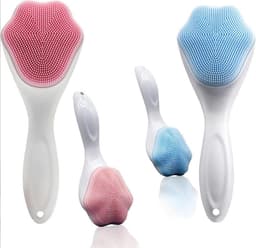 image-Handheld Silicone Face Scrubber Exfoliator, Face Brushes For Cleansing And Exfoliating, Manual Facial Cleansing Brush, Gentle Soft Face Wash Brush For Sensitive, Delicate, Dry Skin