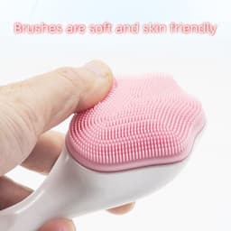 image-Handheld Silicone Face Scrubber Exfoliator, Face Brushes For Cleansing And Exfoliating, Manual Facial Cleansing Brush, Gentle Soft Face Wash Brush For Sensitive, Delicate, Dry Skin