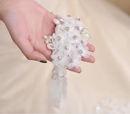 image-Bridal Rhinestone Garter Belt Pearl Flower Leg Socks Elastic