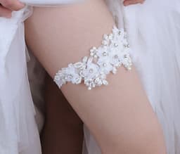 image-Bridal Rhinestone Garter Belt Pearl Flower Leg Socks Elastic