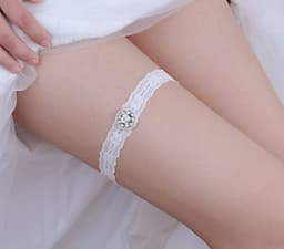 image-Bridal Rhinestone Garter Belt Pearl Flower Leg Socks Elastic