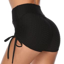 image-Drawstring Shorts Textured Butt Lift Gym Workout Slim Jogging Fitness Yoga Leggings Shorts