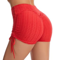 image-Drawstring Shorts Textured Butt Lift Gym Workout Slim Jogging Fitness Yoga Leggings Shorts