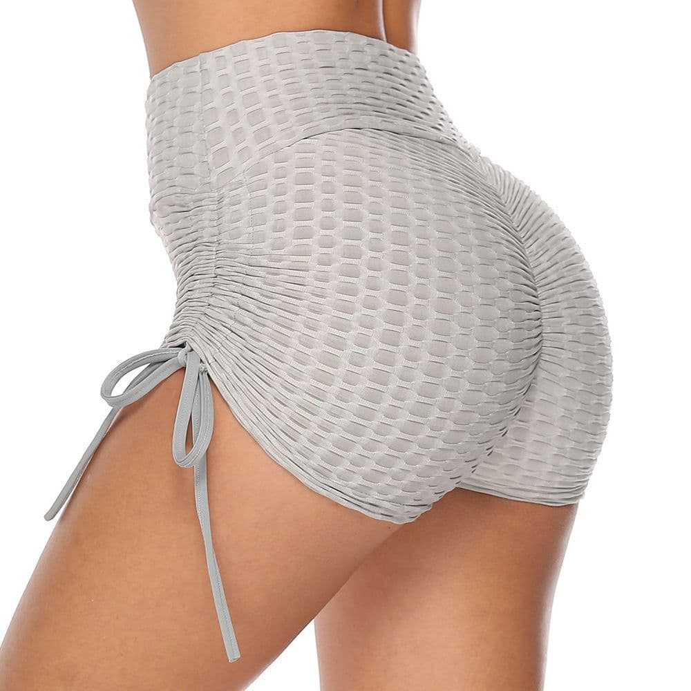 image-Drawstring Shorts Textured Butt Lift Gym Workout Slim Jogging Fitness Yoga Leggings Shorts
