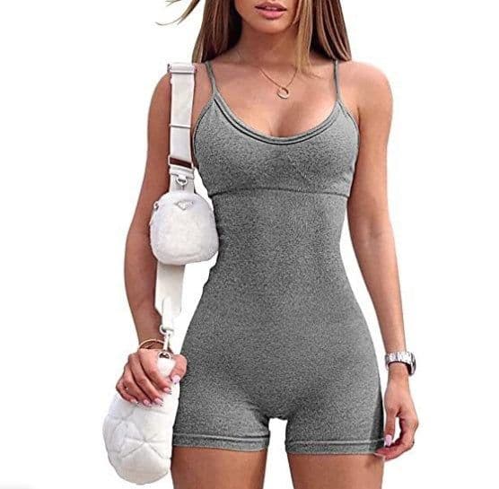 image-Spaghetti Strap Shorts Jumpsuit Sports Yoga Workout Tight Romper Women Fashion Fitness Sportwear