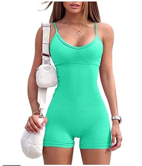 image-Spaghetti Strap Shorts Jumpsuit Sports Yoga Workout Tight Romper Women Fashion Fitness Sportwear
