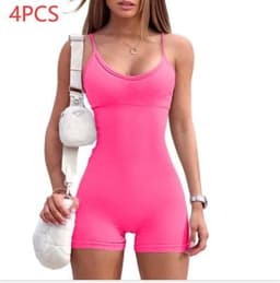 image-Spaghetti Strap Shorts Jumpsuit Sports Yoga Workout Tight Romper Women Fashion Fitness Sportwear