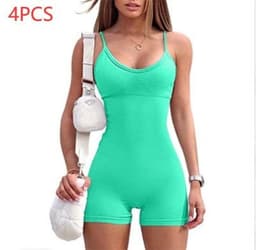 image-Spaghetti Strap Shorts Jumpsuit Sports Yoga Workout Tight Romper Women Fashion Fitness Sportwear