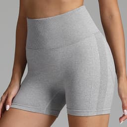 image-Seamless Yoga Shorts Women Solid Color High Waist Hip-lifting Fitness Pants Running Sweatpants