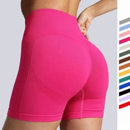 image-Seamless Yoga Shorts Women Solid Color High Waist Hip-lifting Fitness Pants Running Sweatpants