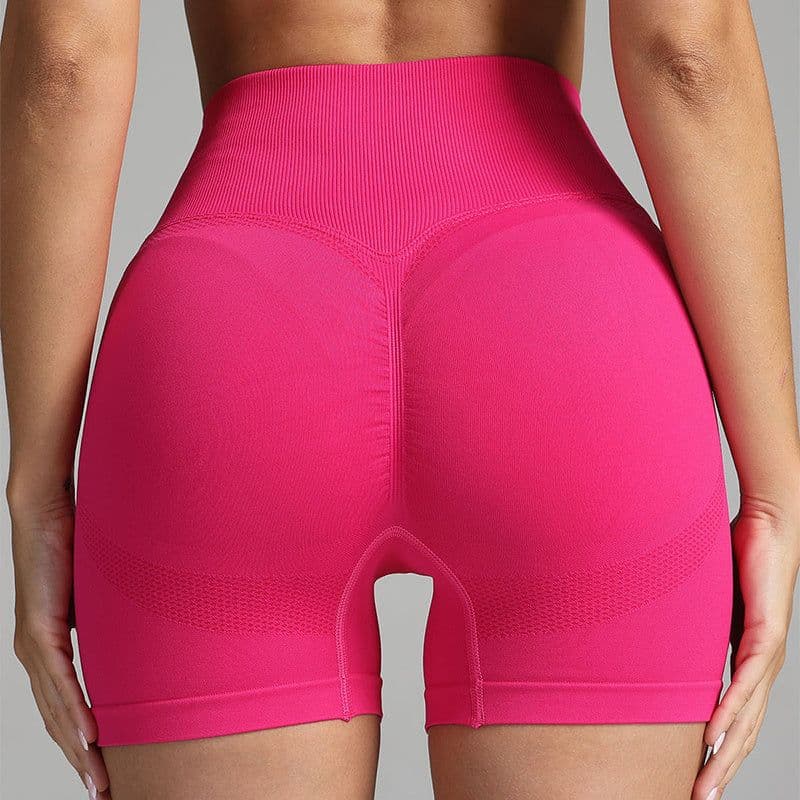 image-Seamless Yoga Shorts Women Solid Color High Waist Hip-lifting Fitness Pants Running Sweatpants