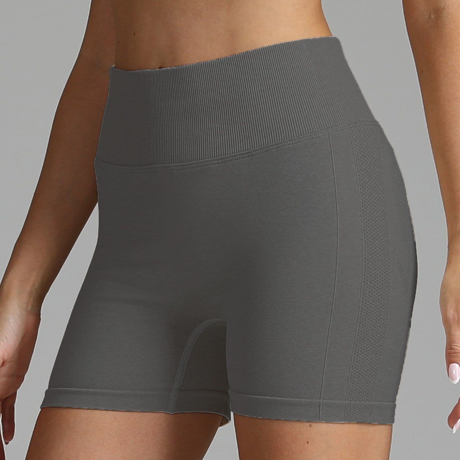image-Seamless Yoga Shorts Women Solid Color High Waist Hip-lifting Fitness Pants Running Sweatpants