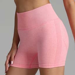 image-Seamless Yoga Shorts Women Solid Color High Waist Hip-lifting Fitness Pants Running Sweatpants