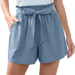 image-Fashion Ruffle Bow Waist Tie Shorts Summer Beach Pants With Pockets Womens Clothing