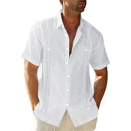 image-Men's Casual Guayabera Cuban Shirt Outdoor Casual Short Sleeve Printed Clothing Sports Fashion Streetwear Designer