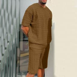 image-Men's Summer Suit Fashion Loose Men 2 Pieces Outfit Summer Hippie Shirt And Short Set