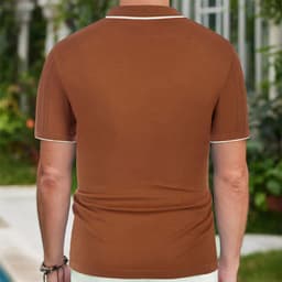 image-Short-sleeved Polo Shirt Summer Button Lapel Top Fashion Business Men's Clothing