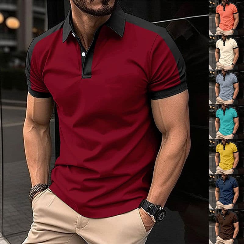 image-Men's Short Sleeve Business Shirt Summer Casual Polo Shirts