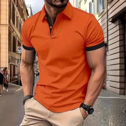 image-Men's Short Sleeve Business Shirt Summer Casual Polo Shirts