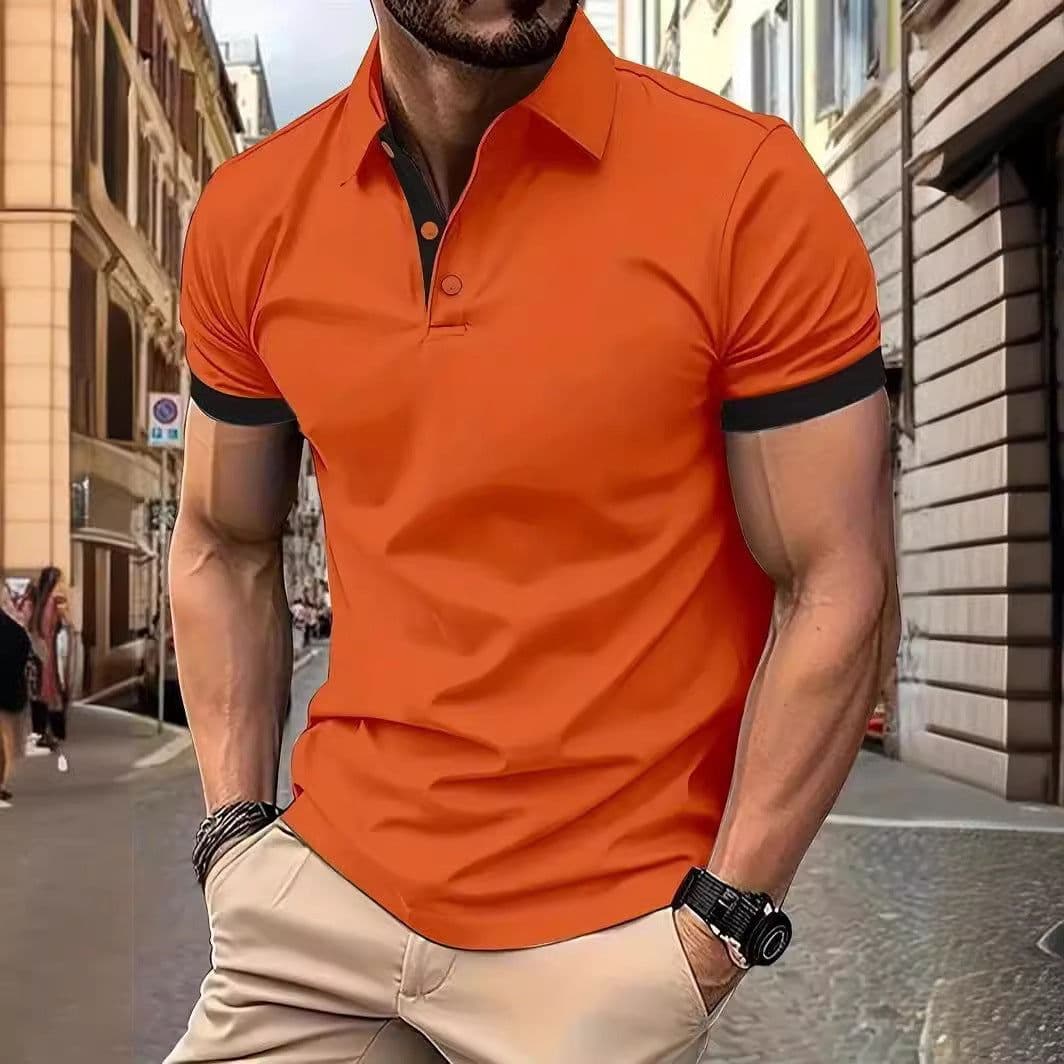 image-Men's Short Sleeve Business Shirt Summer Casual Polo Shirts