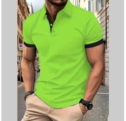 image-Men's Short Sleeve Business Shirt Summer Casual Polo Shirts