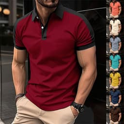 image-Men's Short Sleeve Business Shirt Summer Casual Polo Shirts